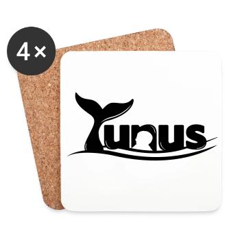 Yunus Logo Dolphin Design – Minimalist - Coasters (set of 4) - white - Front