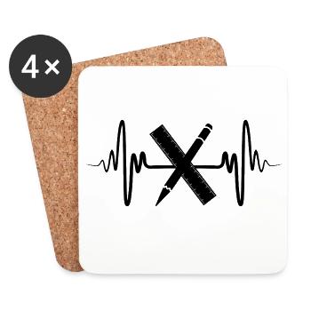 Architecture Heart Line - Coasters (set of 4) - white - Front