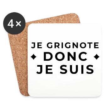 Je Grignote Donc Je Suis - Humour Gourmand - Dessous de verre (lot de 4) - blanc - Devant