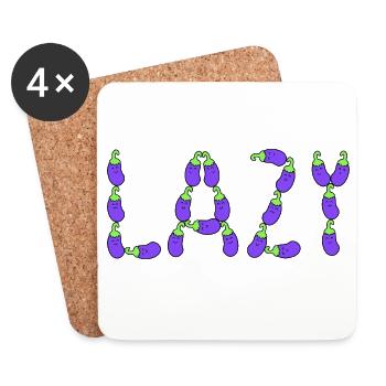 Eggplant lazy - Coasters (set of 4) - white - Front