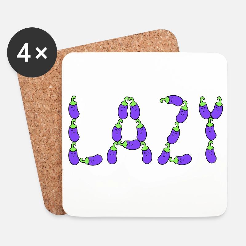 Eggplant lazy - Coasters (set of 4) - white