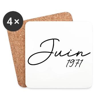 1971 Anniversaire Juin 1971 cadeau Juin 1971  - Dessous de verre (lot de 4) - blanc - Devant