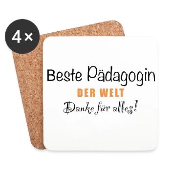 Beste Pädagogin der Welt - Untersetzer (4er-Set) - Weiß - Vorne