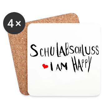 Schulabschluss  i am happy - Untersetzer (4er-Set) - Weiß - Vorne