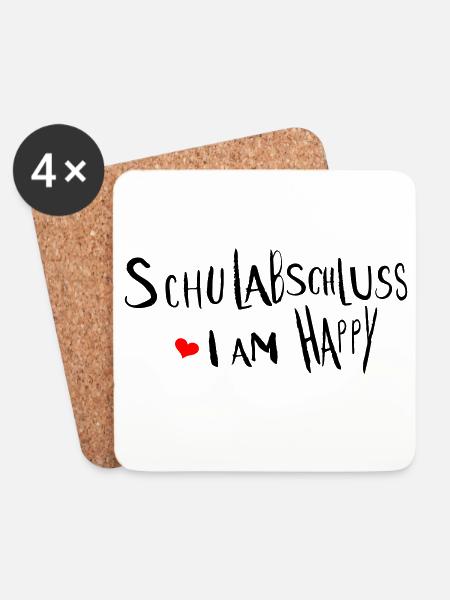 Schulabschluss  i am happy - Untersetzer (4er-Set) - Weiß