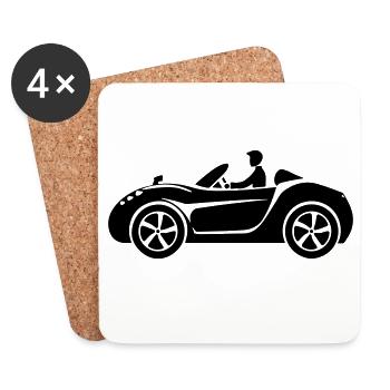 Cabrio Auto - Untersetzer (4er-Set) - Weiß - Vorne