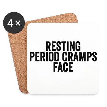 Period pain at rest – funny facial expressions - Coasters (set of 4) - white - Front