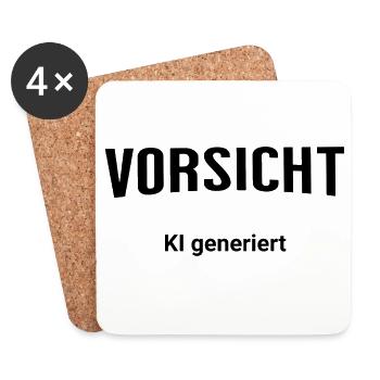 Vorsicht KI Generiert - Untersetzer (4er-Set) - Weiß - Vorne