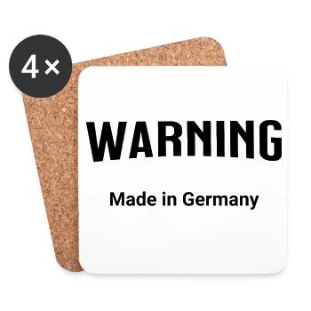 Warning - Made in Germany - Untersetzer (4er-Set) - Weiß - Vorne