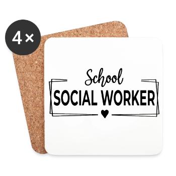 School Social Worker School Social Work Design - Coasters (set of 4) - white - Front