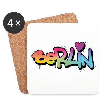 Berlin Graffiti Regenbogen Schrift - Untersetzer (4er-Set) - Weiß - Vorne