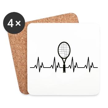 Cadeau Sport Tennis Heartbeat - Dessous de verre (lot de 4) - blanc - Devant