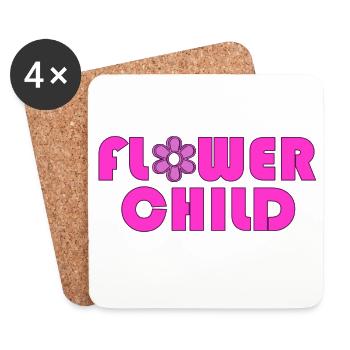 Flower Child Neon Logo Tee - Coasters (set of 4) - white - Front