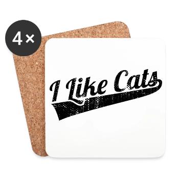 J’adore les chats - Dessous de verre (lot de 4) - blanc - Devant