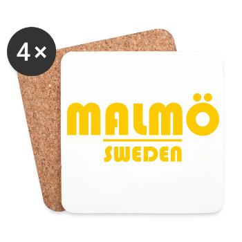 Logo Malmö Suède Jaune - Dessous de verre (lot de 4) - blanc - Devant
