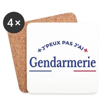 Gendarme Cadeau Humour Personnalisé - Dessous de verre (lot de 4) - blanc - Devant
