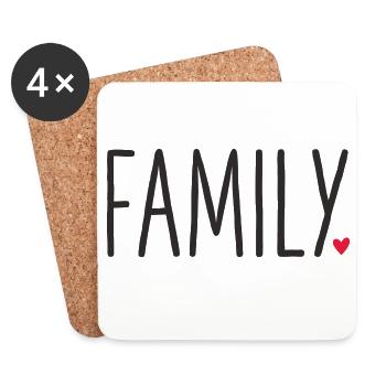 Family ❤️ – Liebevolles Textdesign - Untersetzer (4er-Set) - Weiß - Vorne