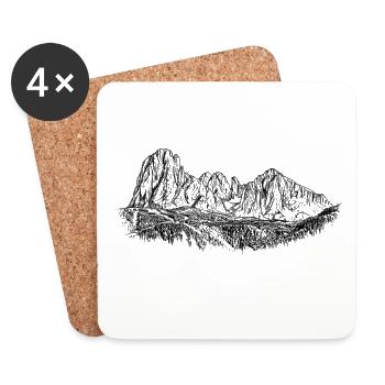 Groupe Sassolungo Dolomites Silhouette Alpes - Dessous de verre (lot de 4) - blanc - Devant