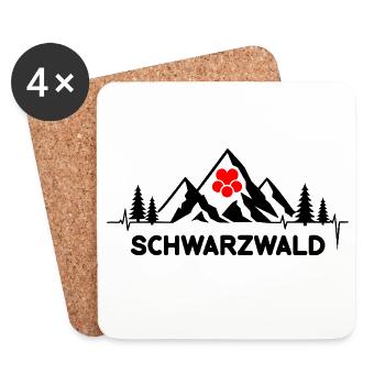 Schwarzwald mit Herzschlag und Herz Hut Berge - Untersetzer (4er-Set) - Weiß - Vorne