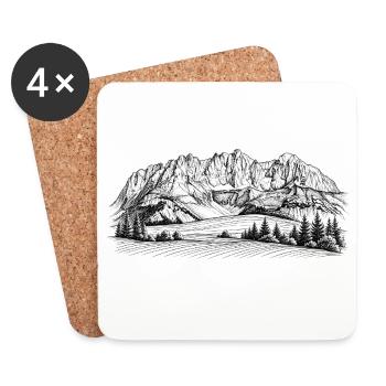 Wilder Kaiser Silhouette | Kaisergebirge Design |  - Untersetzer (4er-Set) - Weiß - Vorne