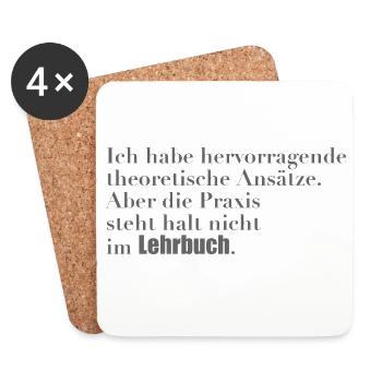Theoretisches Wissen vs. Praxis - Untersetzer (4er-Set) - Weiß - Vorne