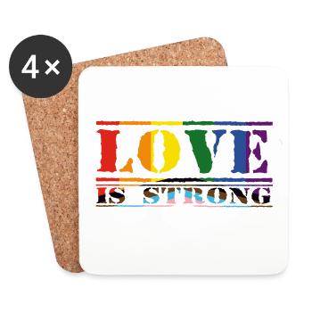 Liebe ist stark Regenbogen-Stil LGBTQ - Untersetzer (4er-Set) - Weiß - Vorne