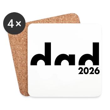 Papa 2026 | Père | Fête des pères - Dessous de verre (lot de 4) - blanc - Devant