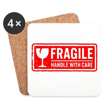 Fragile Handle with Care Versandmarkenvektor - Untersetzer (4er-Set) - Weiß - Vorne