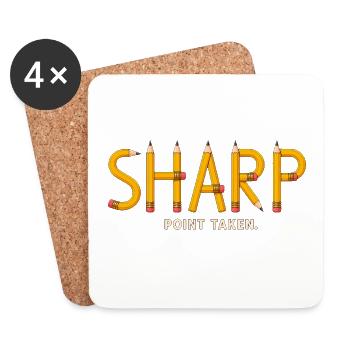 SHARP – Punkt verstanden | Spaßiges Bleistift-Wortspiel - Untersetzer (4er-Set) - Weiß - Vorne