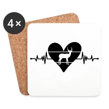 Antelope Heartbeat Heart - Coasters (set of 4) - white - Front