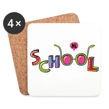 Hello School - Coasters (set of 4) - white - Front