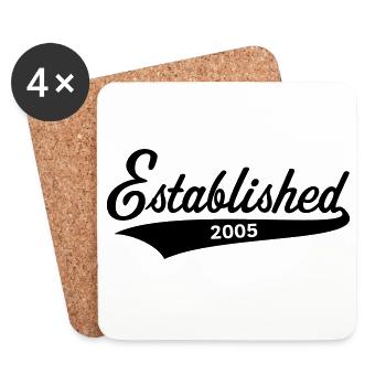 Established 2005 (Year of Birth, Birthday / Black) - Coasters (set of 4) - white - Front
