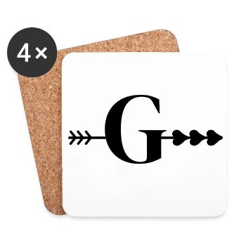 Letter g arrow heart - Coasters (set of 4) - white - Front