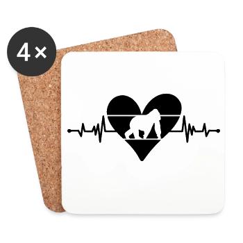 Monkey Heartbeat Heart - Coasters (set of 4) - white - Front