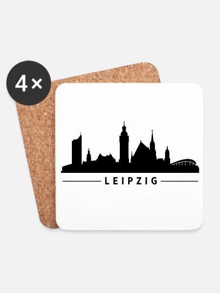 Leipzig Skyline - Untersetzer (4er-Set) - Weiß