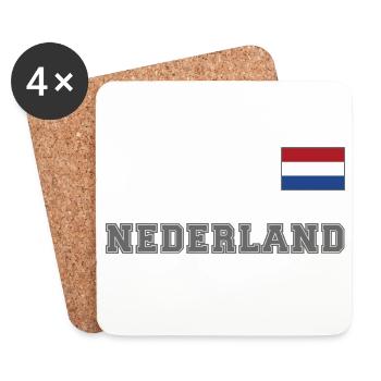 Niederlande Trikot Look - Holland – NEDERLAND - Untersetzer (4er-Set) - Weiß - Vorne