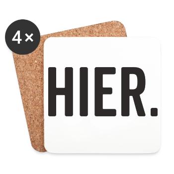 HIER Typografie – Minimalistisches Statement - Untersetzer (4er-Set) - Weiß - Vorne