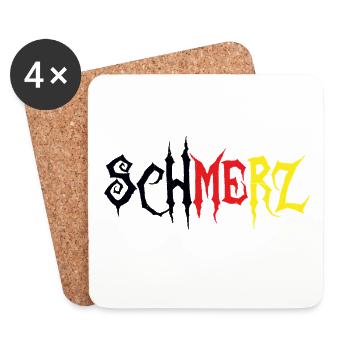 Schmerz – Grunge Schriftzug Schwarz Rot Gold - Untersetzer (4er-Set) - Weiß - Vorne