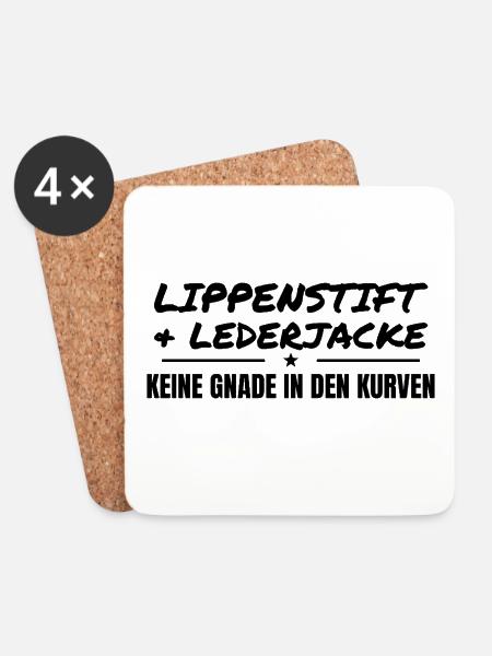 Lippenstift & Lederjacke - Untersetzer (4er-Set) - Weiß