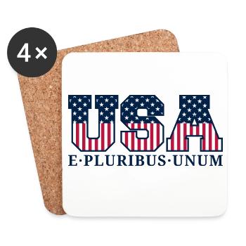 College USA Red White Blue Stars And Stripes Motto - Untersetzer (4er-Set) - Weiß - Vorne