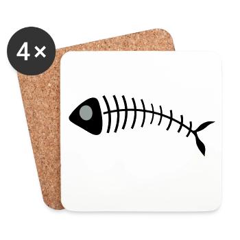 Stilisierte Fischgräten Illustration - Untersetzer (4er-Set) - Weiß - Vorne