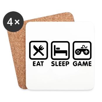 Eat sleep game - Coasters (set of 4) - white - Front