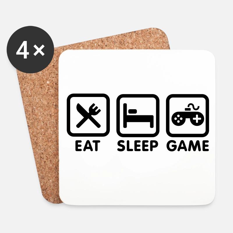 Eat sleep game - Untersetzer (4er-Set) - Weiß