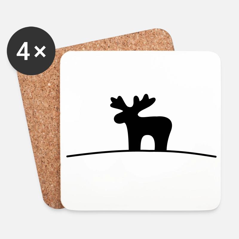 Elch Silhouette Geschenkidee Weihnachten - Untersetzer (4er-Set) - Weiß