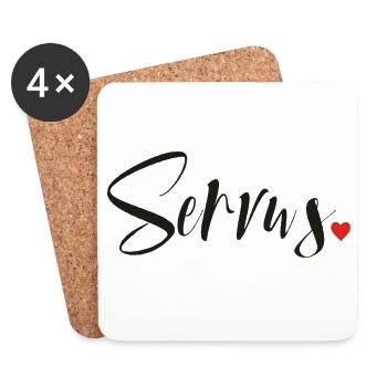 Servus - Hallo und Tschüss - Untersetzer (4er-Set) - Weiß - Vorne