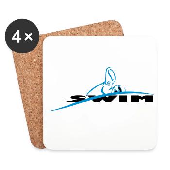 Logo natation nageur stylisé - Dessous de verre (lot de 4) - blanc - Devant