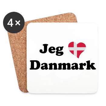 Jeg elsker Danmark - I love Denmark - Coasters (set of 4) - white - Front