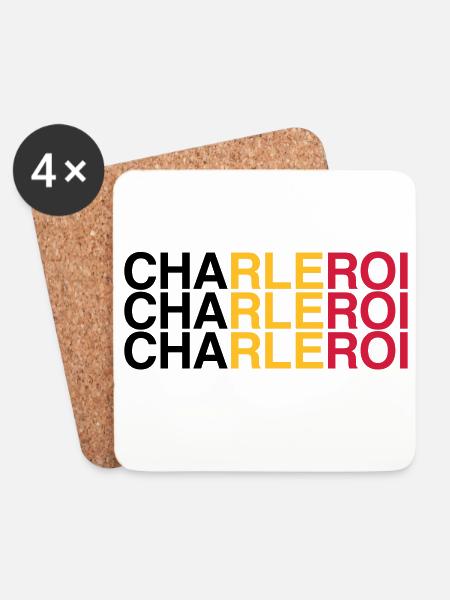 CHARLEROI Belgium Belgien Flagge - Untersetzer (4er-Set) - Weiß