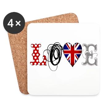Love UK Black - Untersetzer (4er-Set) - Weiß - Vorne