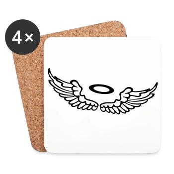 Small wings, angel wings with halo. - Coasters (set of 4) - white - Front